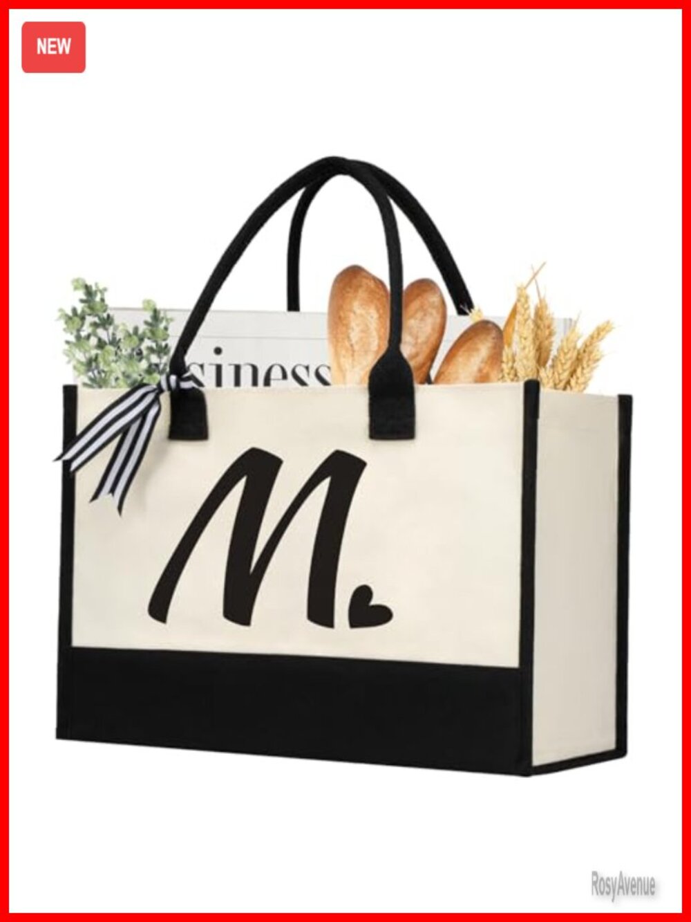 Initial Canvas Tote Bag Personalized Beach Gift for Women